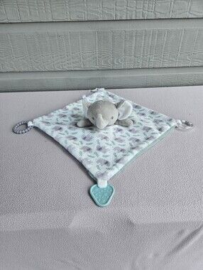 Dream Gro Plush Elephant Security Blanket Blankie Lovey Teether Rattle White